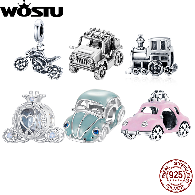 Vintage Cycling Gear - WOSTU 925 スターリングシルバー車チャームオフロード車ペンダント自転車列車ヴィンテージ女性用ボーイブレスレット DIY ファインジュエリーに適合