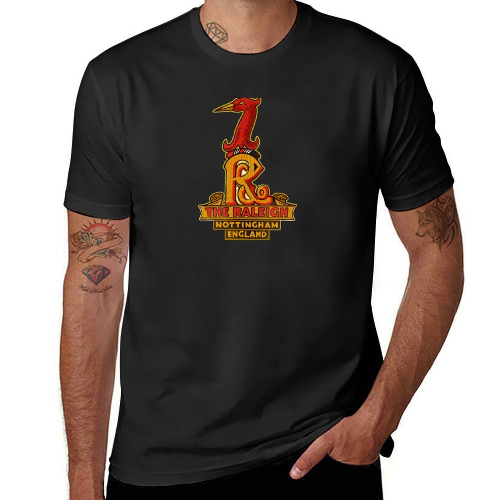 Vintage Cycling Gear - Raleigh-男性用ヴィンテージバイクTシャツ,英国の美的服,プラスサイズのトップス