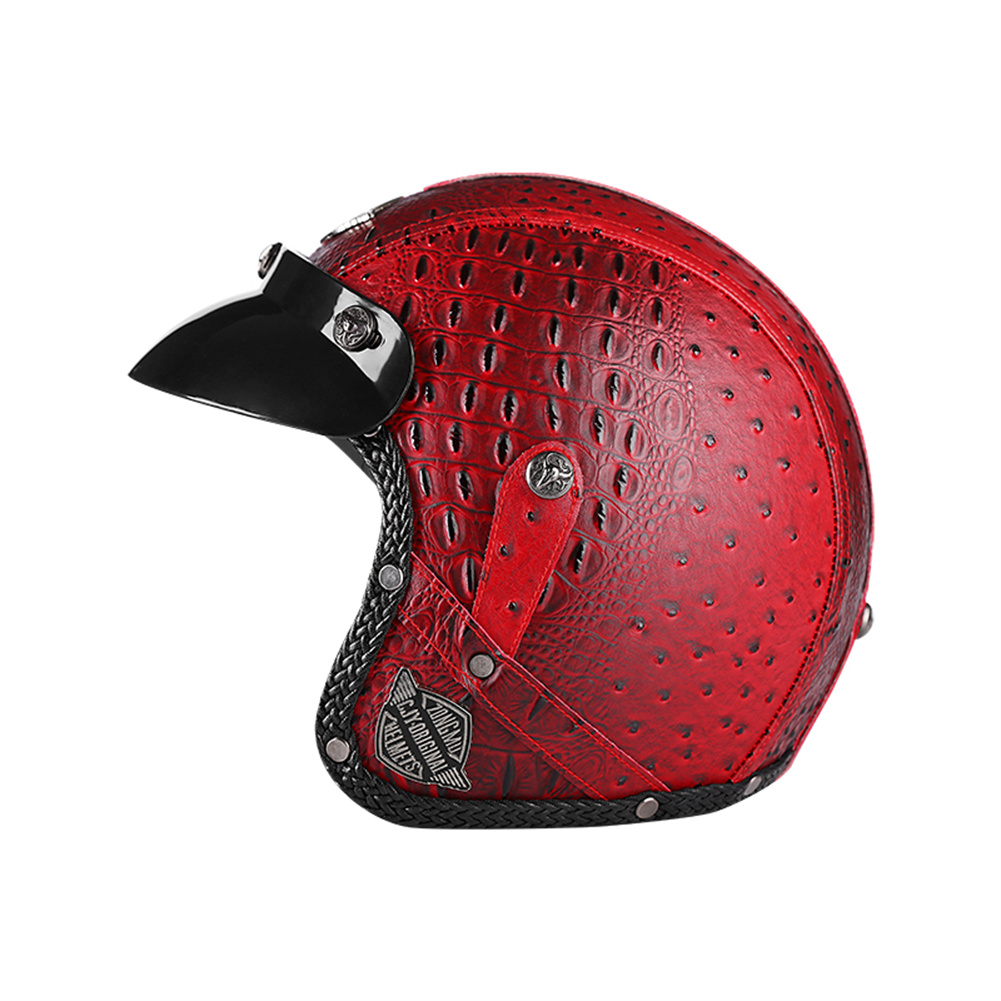 Vintage Cycling Gear - 男性と女性のためのオープンフェイスのオートバイのヘルメット,レトロなオートバイのヘルメット,ビンテージチョッパー,スクーター,ドット,3/4