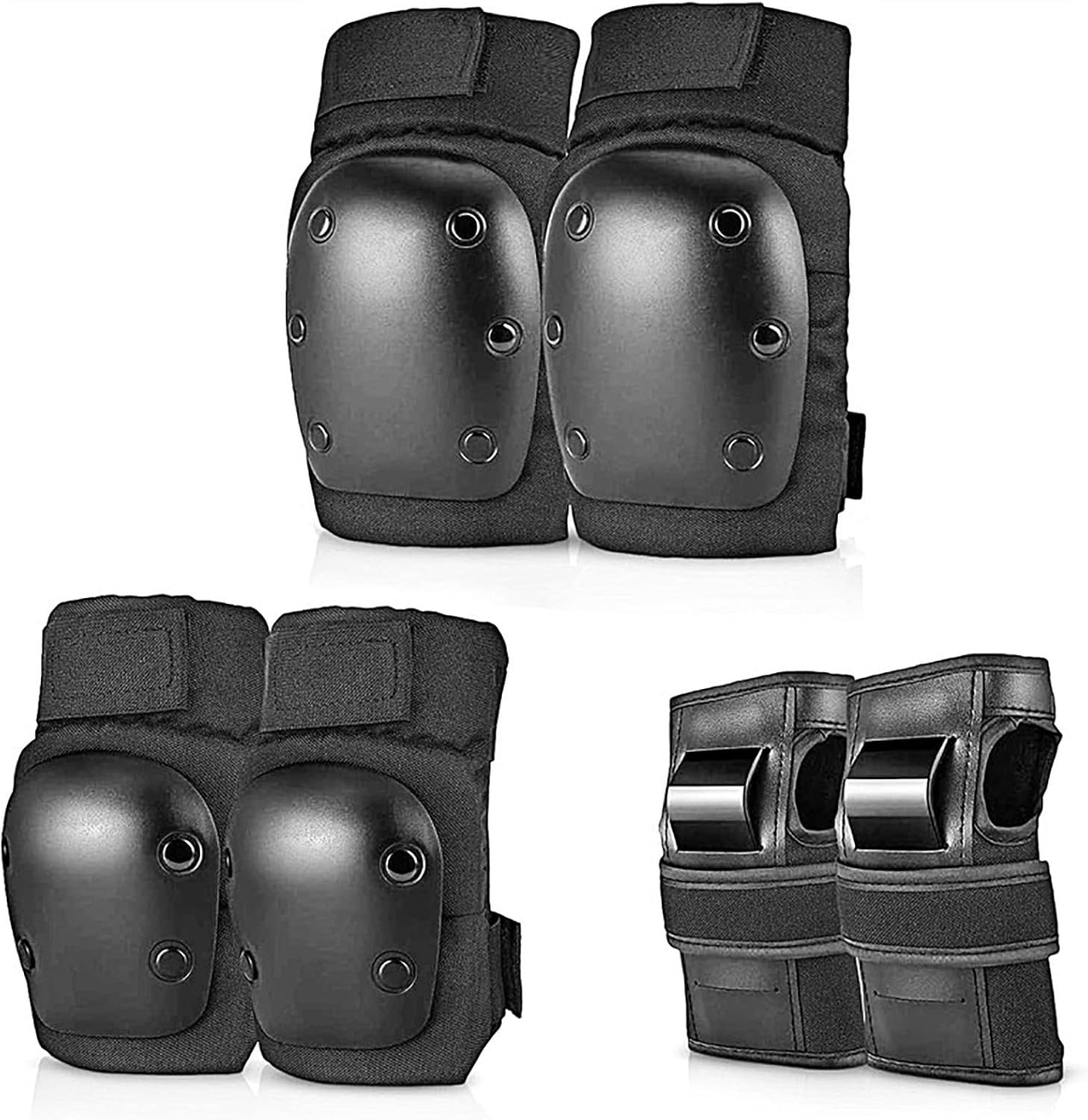 Youth Cycling Gear - 膝パッド、肘パッド、リストガード、大人・青少年用6 in 1保護ギアセット、スケートボード、バイク、ローラースケート、サイクリングに最適