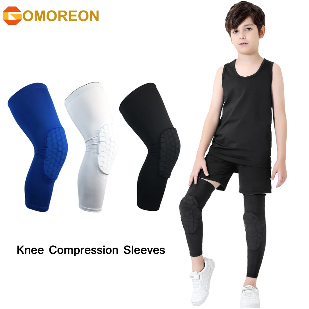 Youth Cycling Gear - キッズ/ユーススポーツハニカム圧縮膝パッドガードバスケットボール、サッカー、バレーボール、サイクリング用の保護具