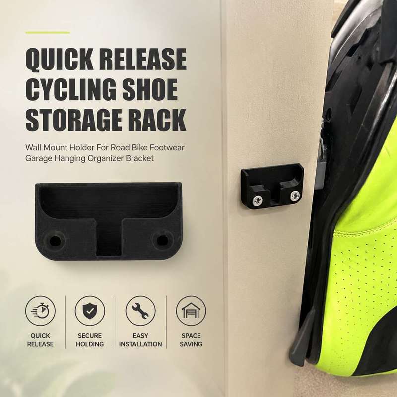 Cycling Gear Wall Organizer - クイックリリース式サイクリングシューズ収納ラック 壁掛けホルダー ロードバイク用フットウェア ガレージ用吊り下げオーガナイザーブラケット