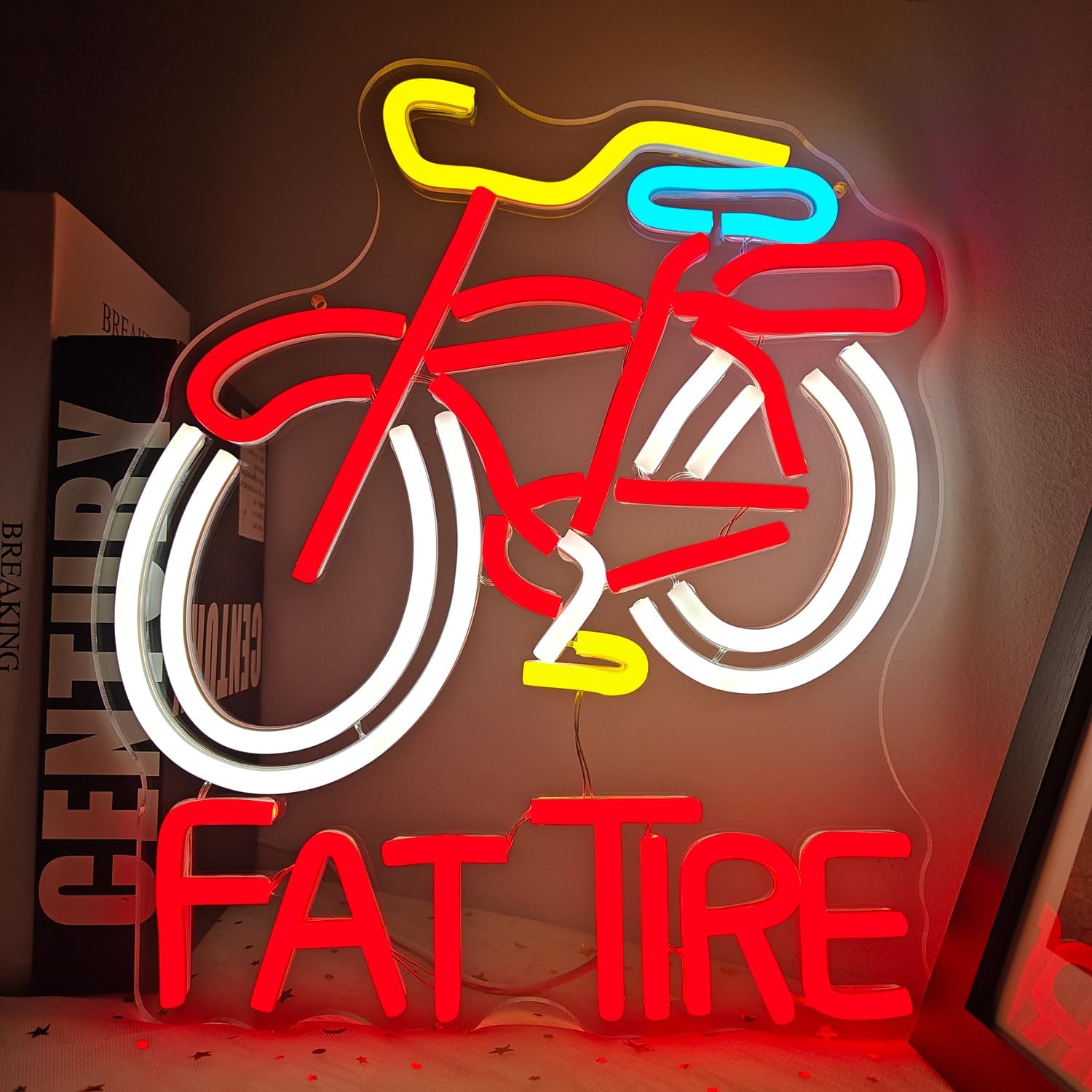 Cycling Gear Shop - ファットタイヤバイクLEDネオンサインUSB調光式ウォールライト（自転車店、アウトドアギア店、キャンプバー、ガレージ、サイクリングクラブの壁飾り用）