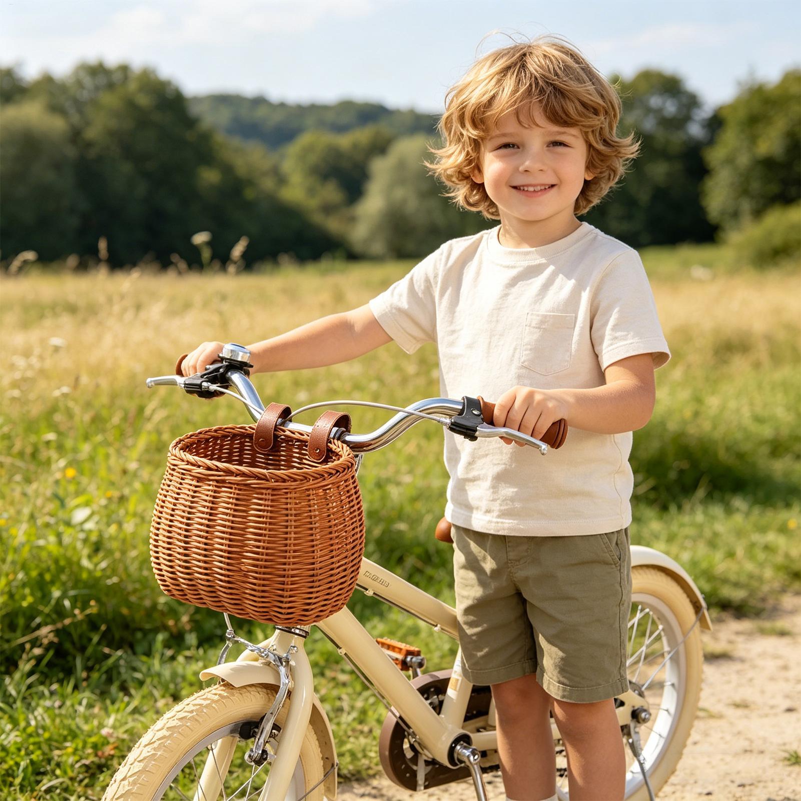 子供用自転車フロントバスケット手編みヴィンテージ籐製収納ホル - Vintage Cycling Gear のレビューと価格