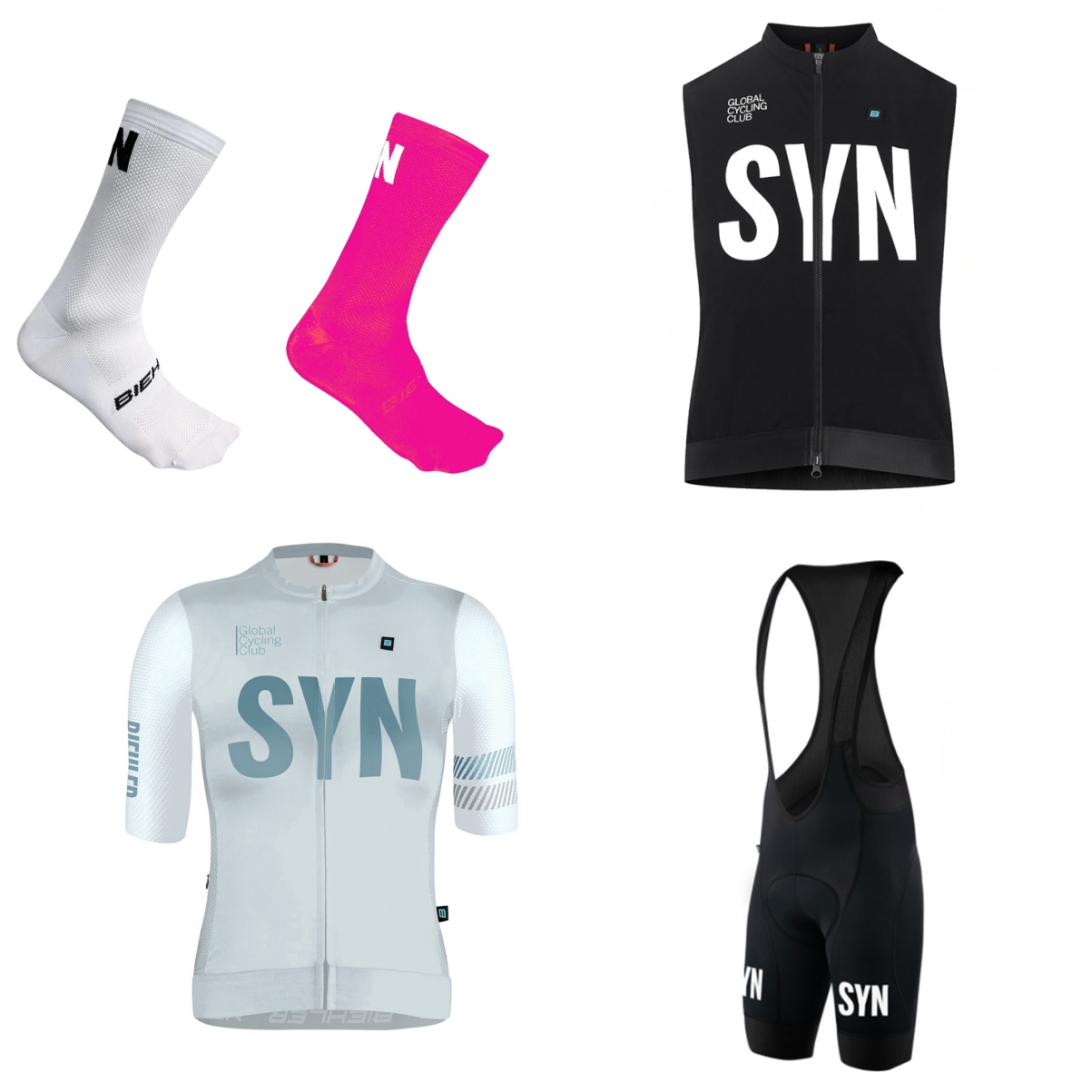 SYN レディース半袖白サイクリングジャージと黒/赤/緑のボ - Cycling Gear Ladies のレビューと価格